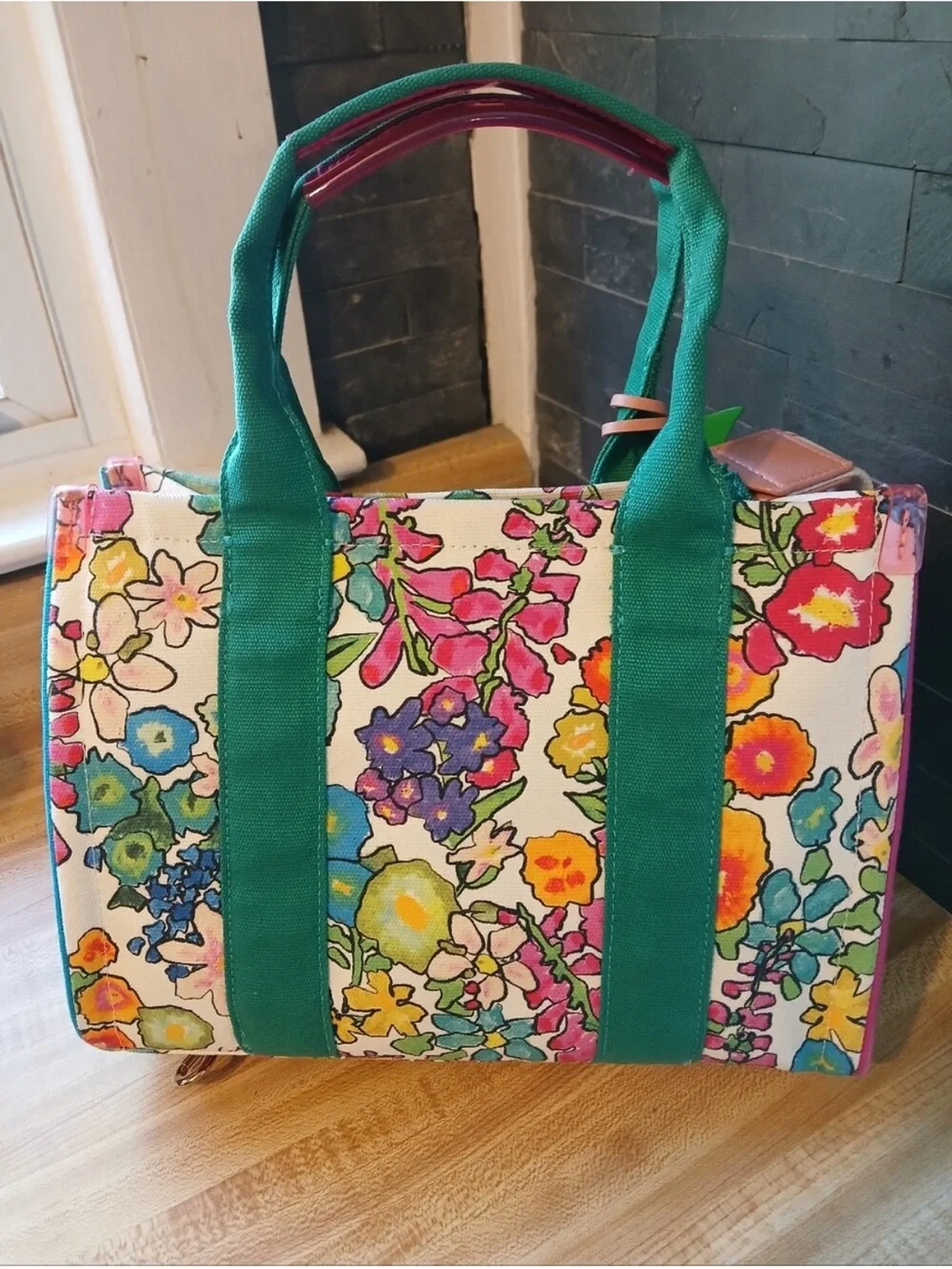 Kurt Geiger NWT Floral Tote W/ Guitar Strap, Bag Charm, with card wallet. - Picture 4 of 10